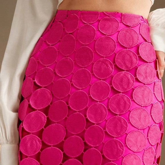 Pink Casual Women's Laser Cut Multi Circle Double Layered Skirt - Picture 4 of 7